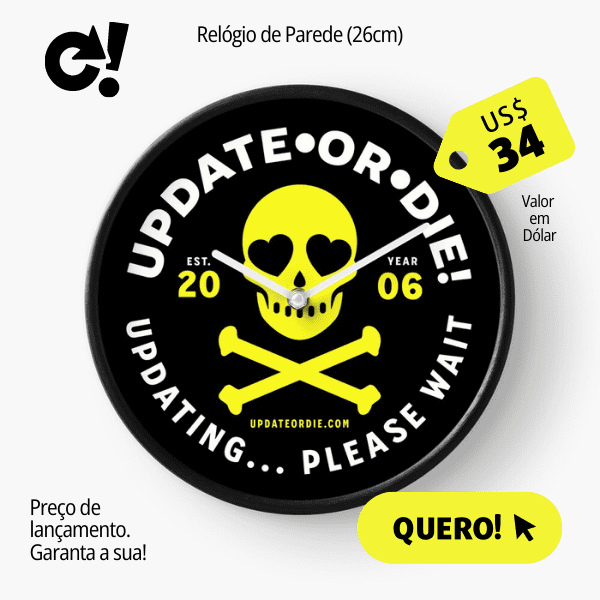 Relógio de Parede Skull Yellow