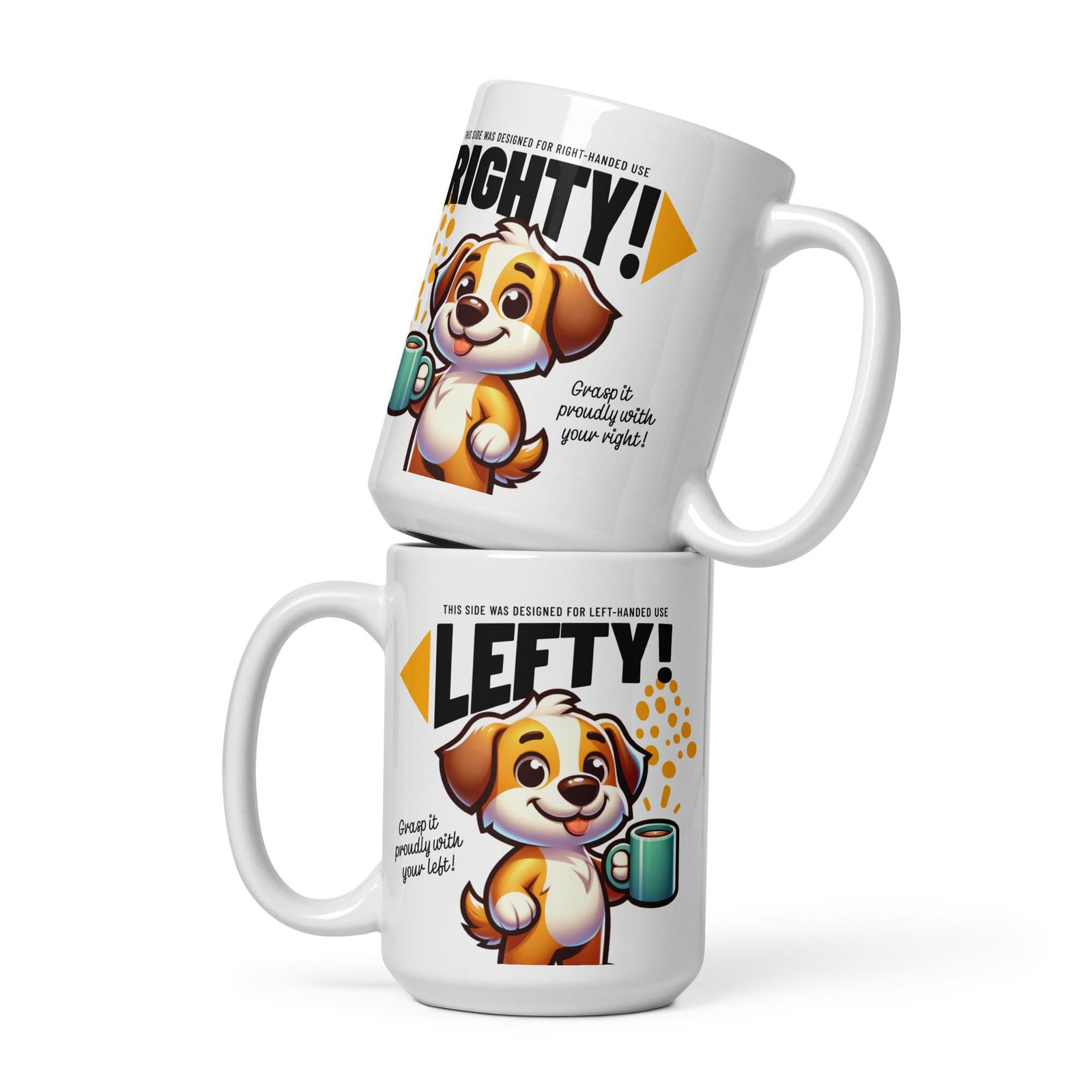 Lefty / Righty White glossy mug