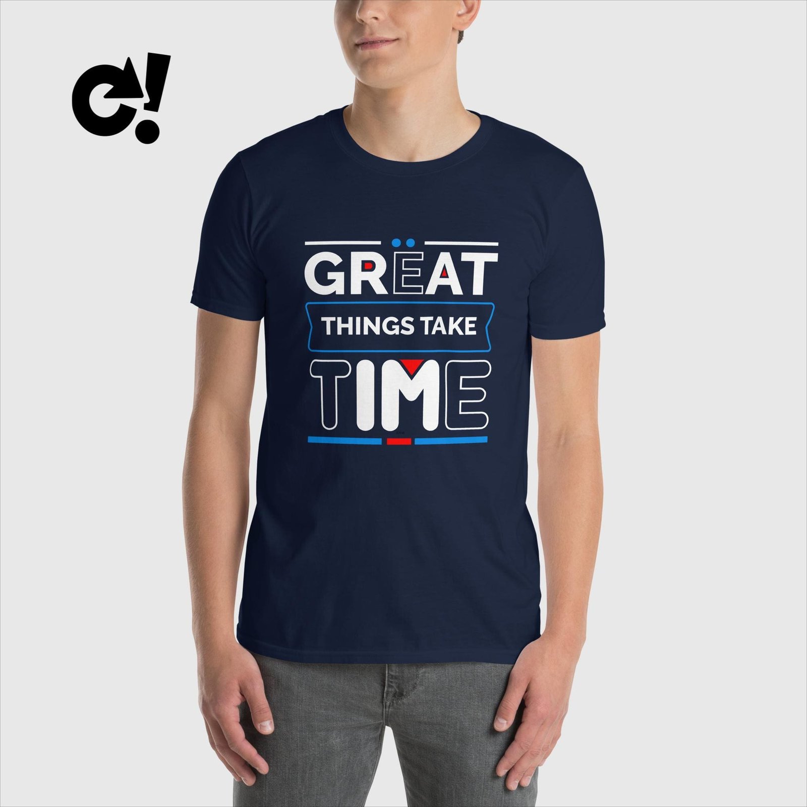unisex-basic-softstyle-t-shirt-navy-front-65ff3b0d93d1d.jpg Camiseta Great Things Take Time